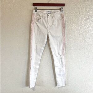 NWT Sam Edelman The Kitten Mid Rise White and Pink Skinny Ankle Jeans